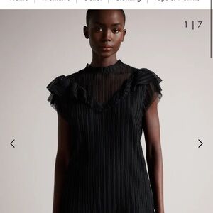 Kaelly Ted Baker Pleated Mesh Top With Frill
